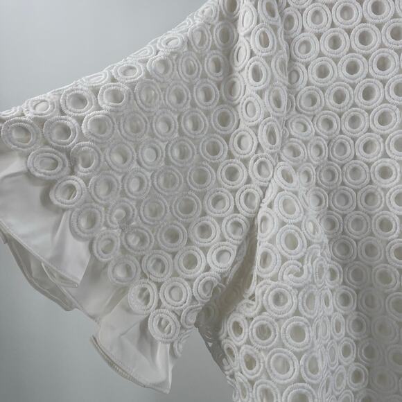 ENGLISH FACTORY Dress Size 1X White Eyelet Mixed Media Bridal Wedding Shower NWT - Picture 7 of 12